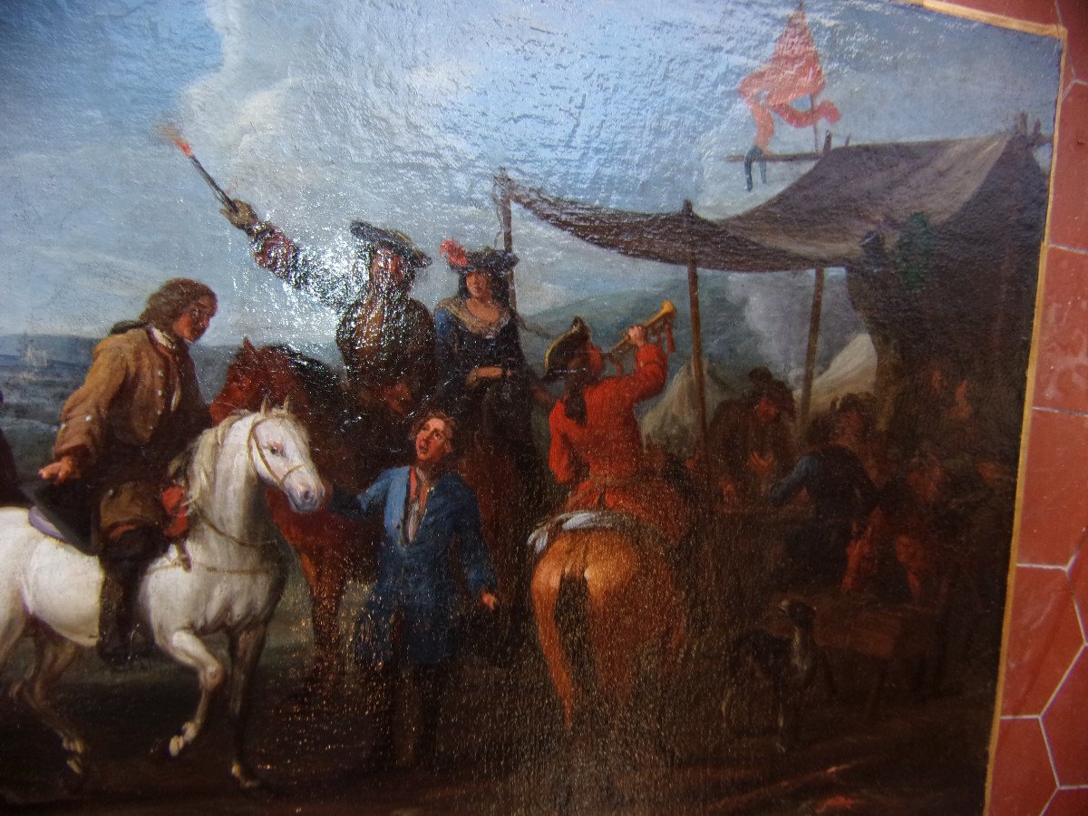 Military Camp, 17th Century Painting.-photo-1