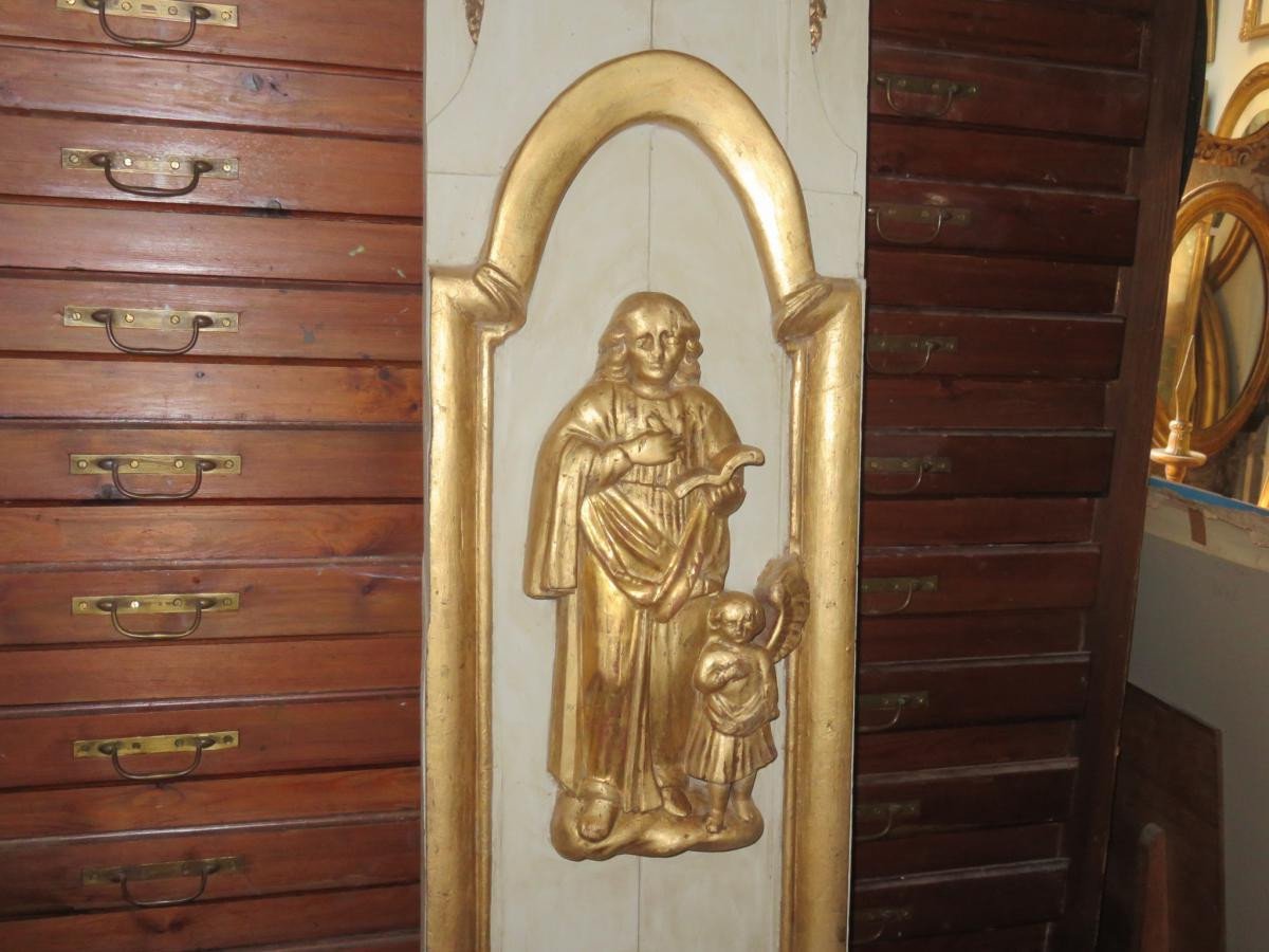 Gilded Wood And Painted With St John And St Luke, 18th Century.-photo-3