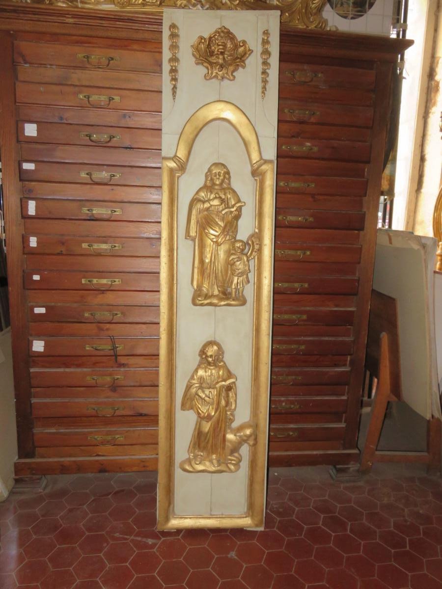 Gilded Wood And Painted With St John And St Luke, 18th Century.