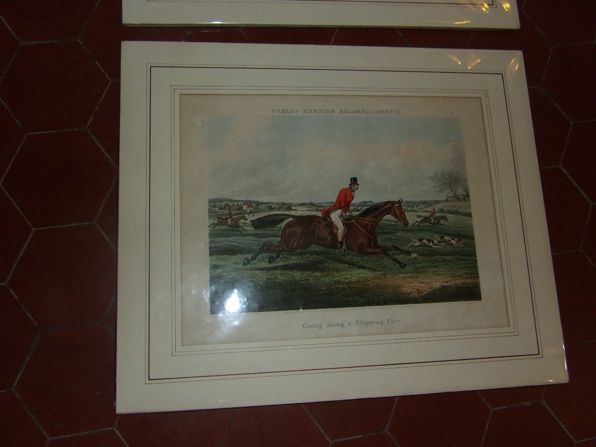 Lot De 4 Gravures Anglaises, Chasse à Courre, époque 19ème.-photo-2