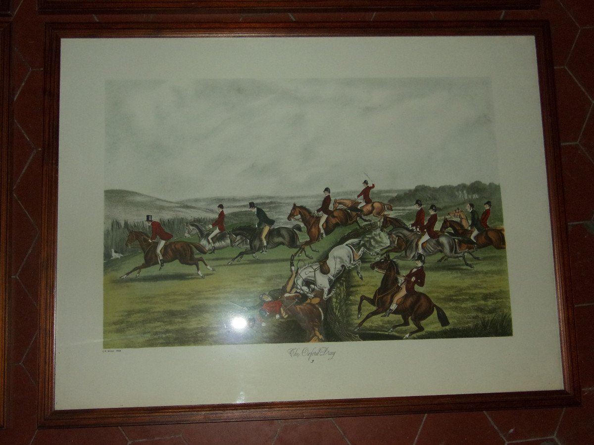 Chasse à Courre, Ensemble De 4 Gravures Anglaises , époque 20 ème.-photo-4