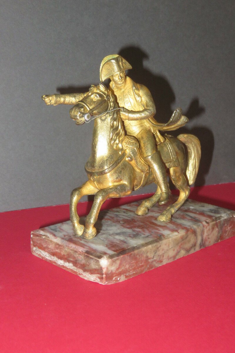 Napoléon 1er à Cheval, Bronze Doré époque 19ème.-photo-2