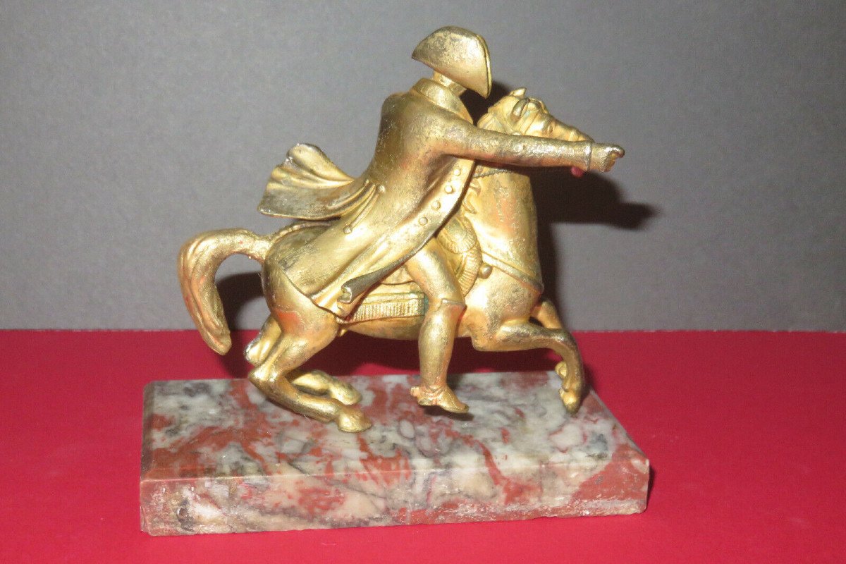 Napoléon 1er à Cheval, Bronze Doré époque 19ème.-photo-1