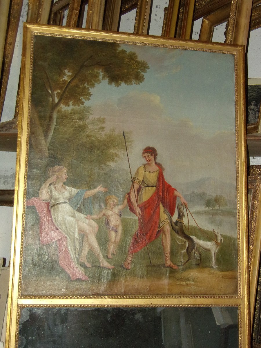 Neoclassical Galante Scene, Trumeau, Late 18th Century.-photo-2