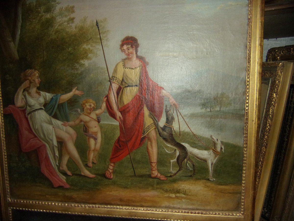 Neoclassical Galante Scene, Trumeau, Late 18th Century.-photo-3