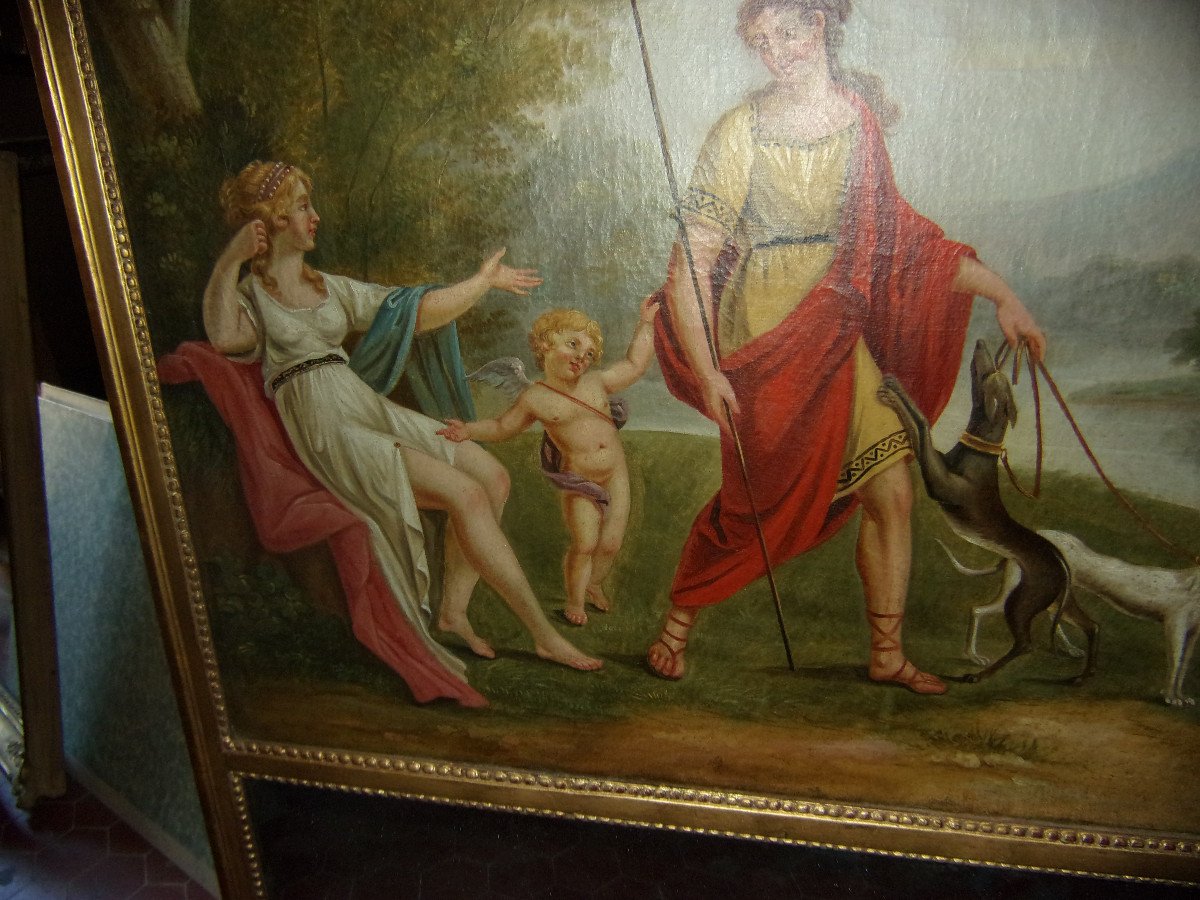 Neoclassical Galante Scene, Trumeau, Late 18th Century.-photo-4