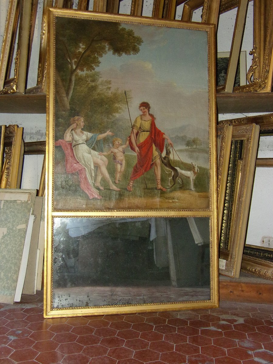 Neoclassical Galante Scene, Trumeau, Late 18th Century.