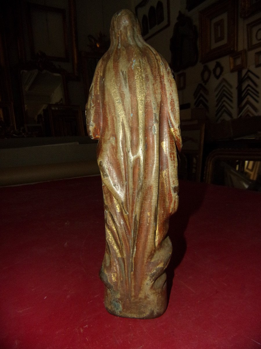 Vierge à l'Enfant, Statue époque Fin 17ème, En Bois Doré.-photo-1