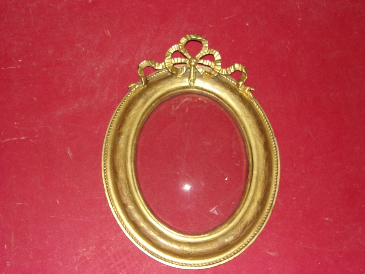 19th Century Frame, In Golden Wood; With Curved Glass.