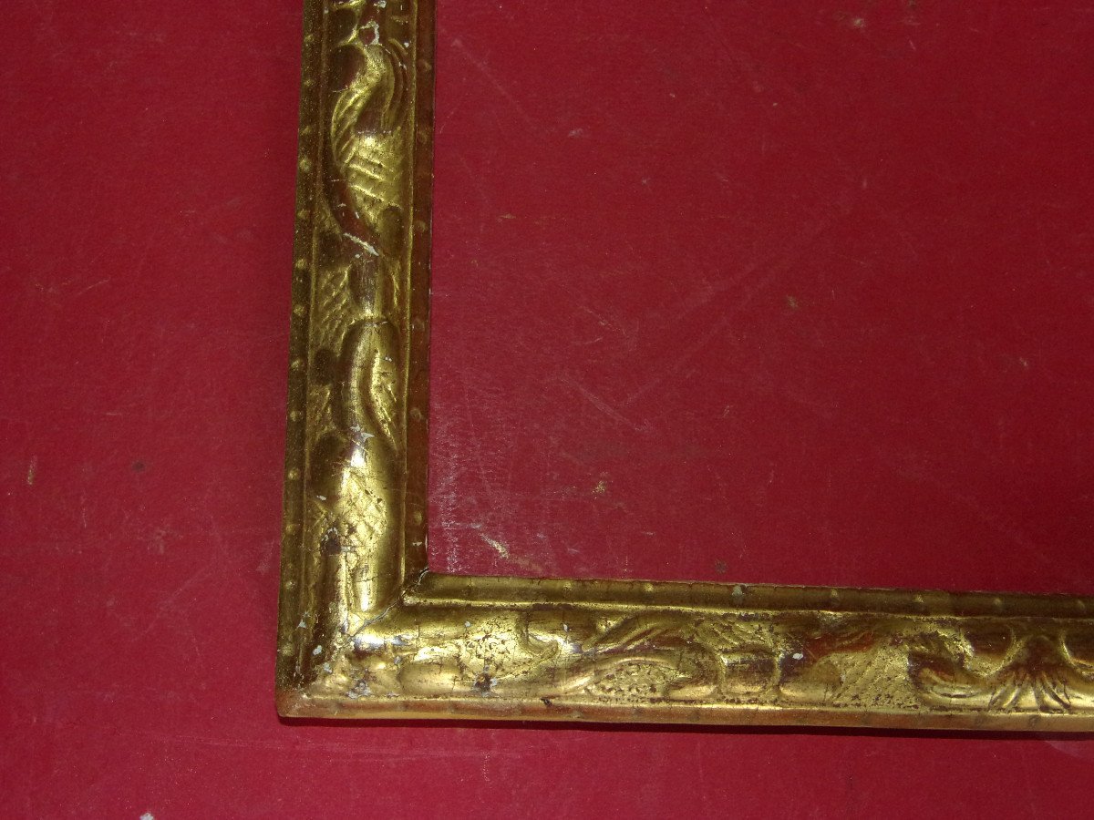 Frame From The Early 18th Century, Louis XIV In Golden Wood.-photo-1