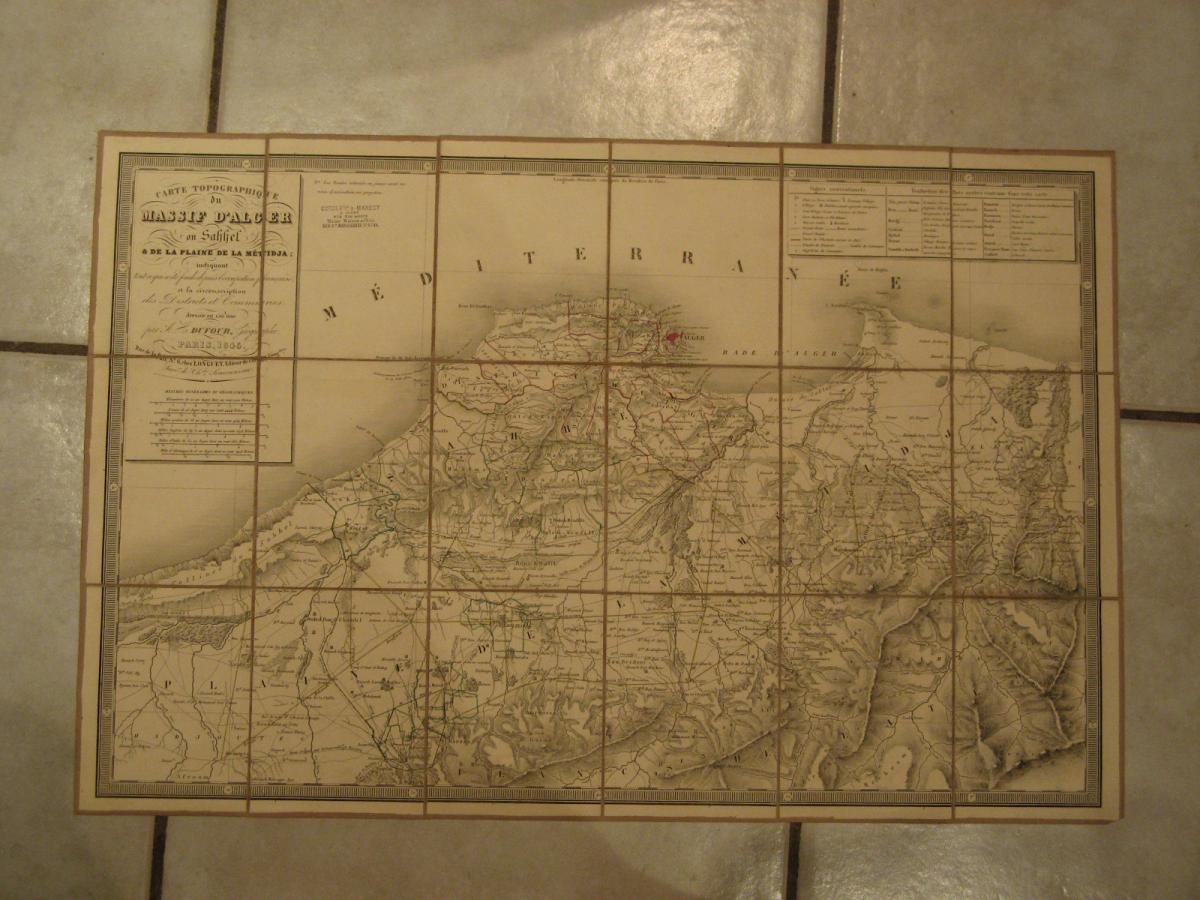 Carte Topographique Du Massif d'Alger, 1845.