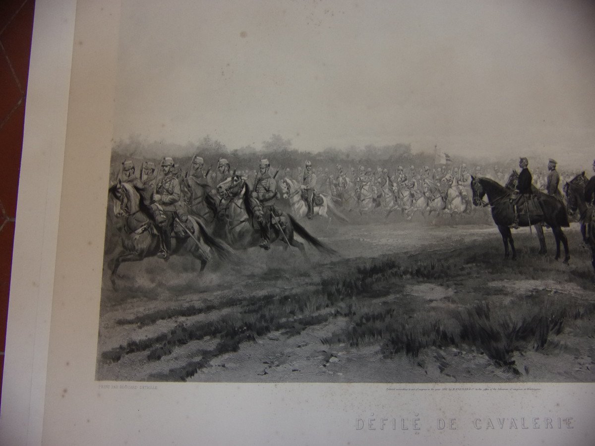 Cavalry Parade, 19th Century Engraving.-photo-3