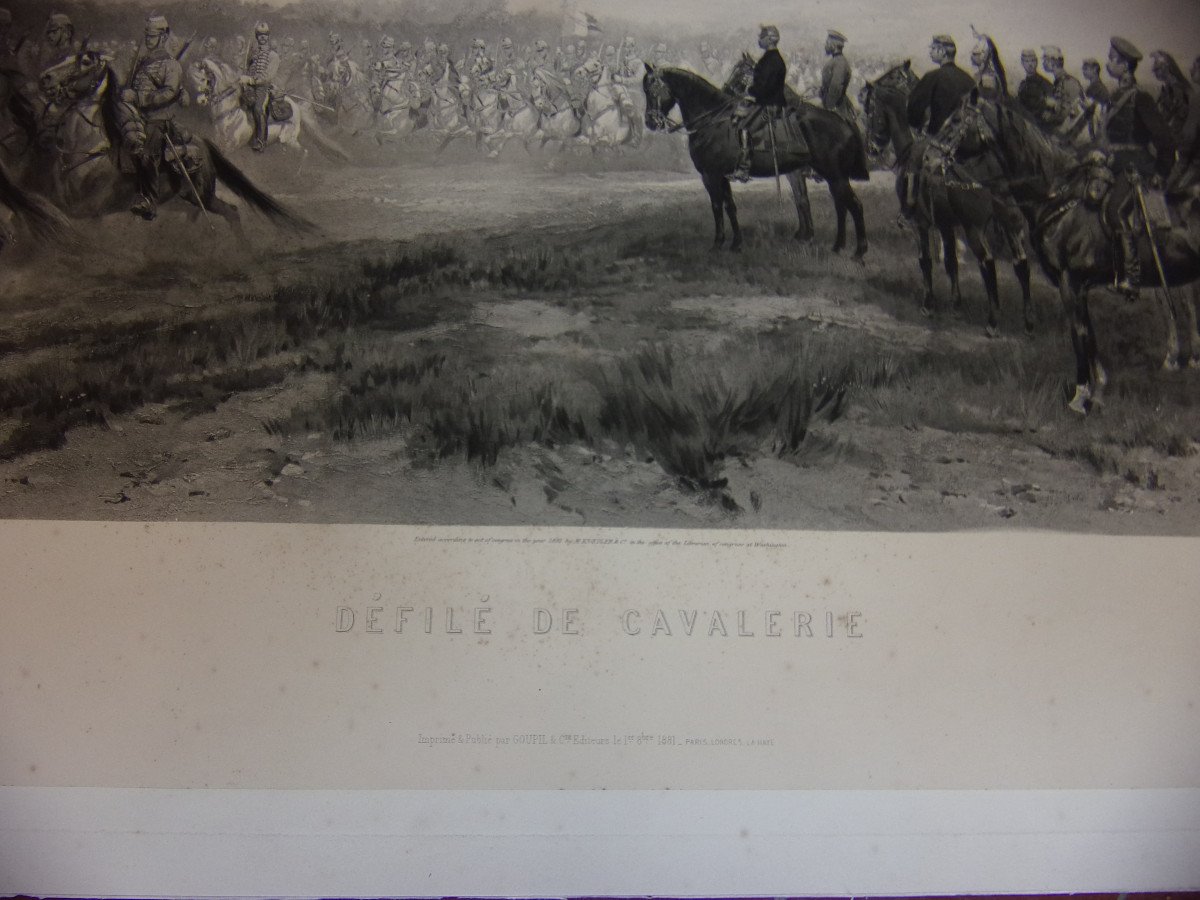 Cavalry Parade, 19th Century Engraving.-photo-1