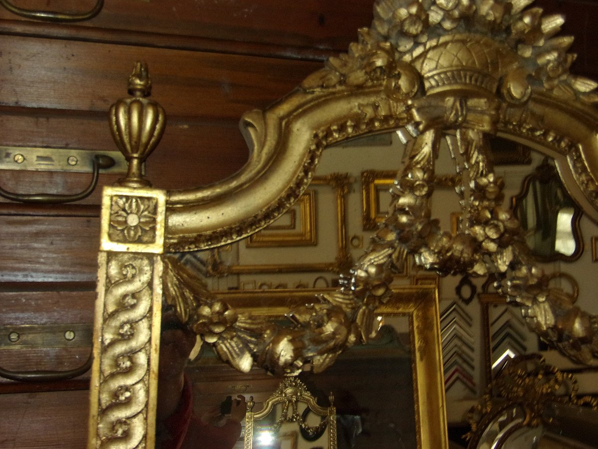 19th Century, Entre-deux Mirror, In Carved And Gilded Wood.-photo-3