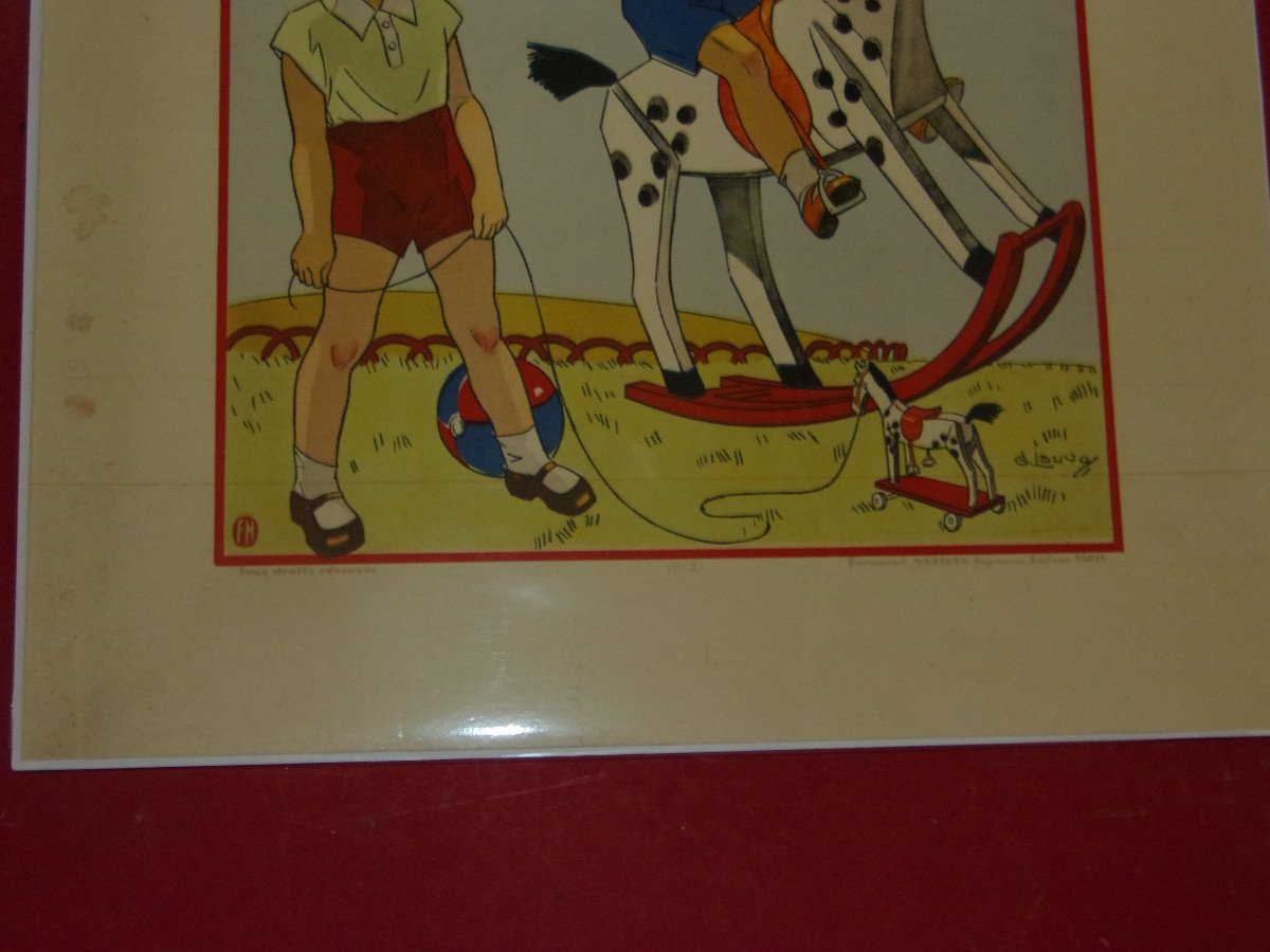 "children's Games", Pair Of Engravings From The 1930s.-photo-4