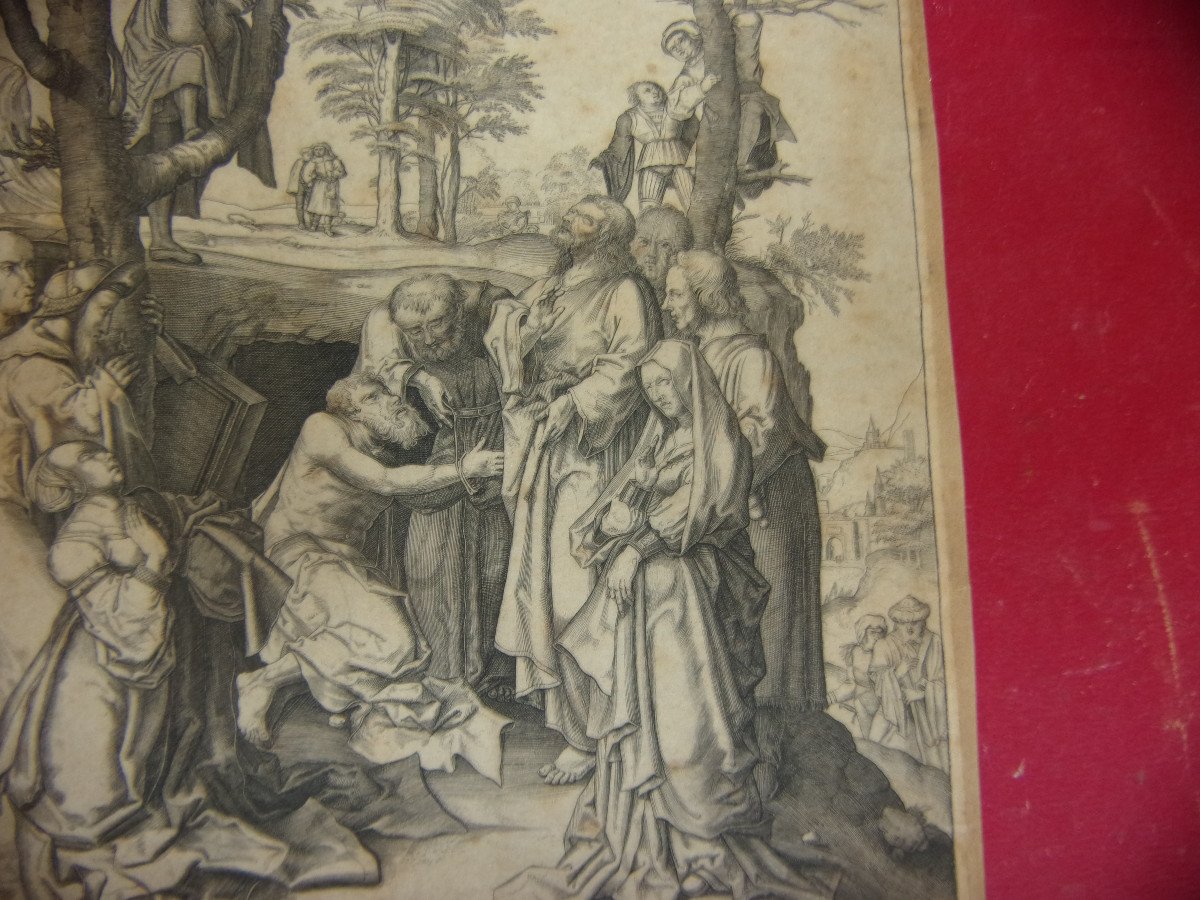 The Resurrection Of Lazarus, 17th Century Print By Lucas Van Leyden.-photo-3