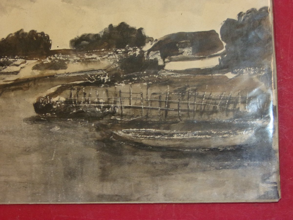 " Route Du Palais", Aquarelle Signée Charles Bichet, époque Début 20 ème.-photo-2