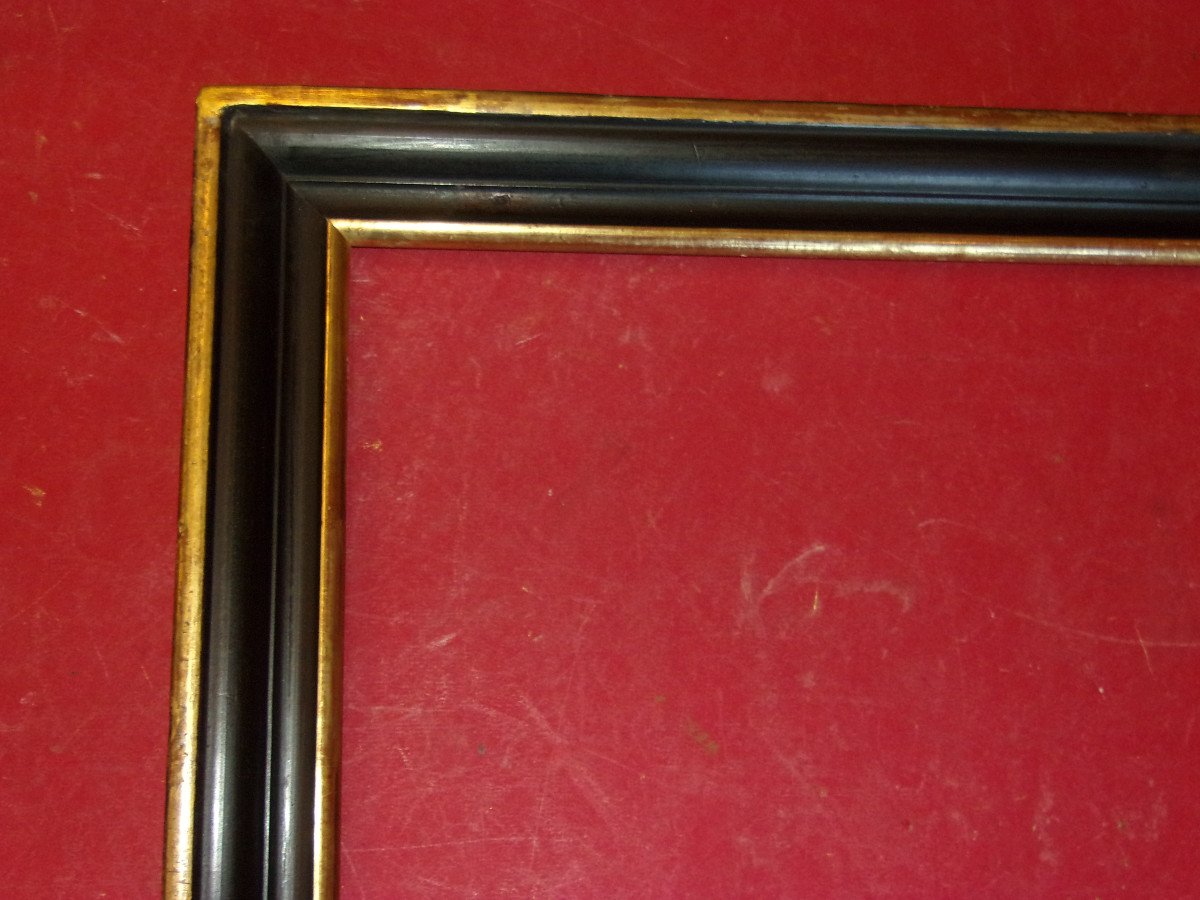 19th Century Frame, In Black And Gold Wood, Napoleon III.-photo-2