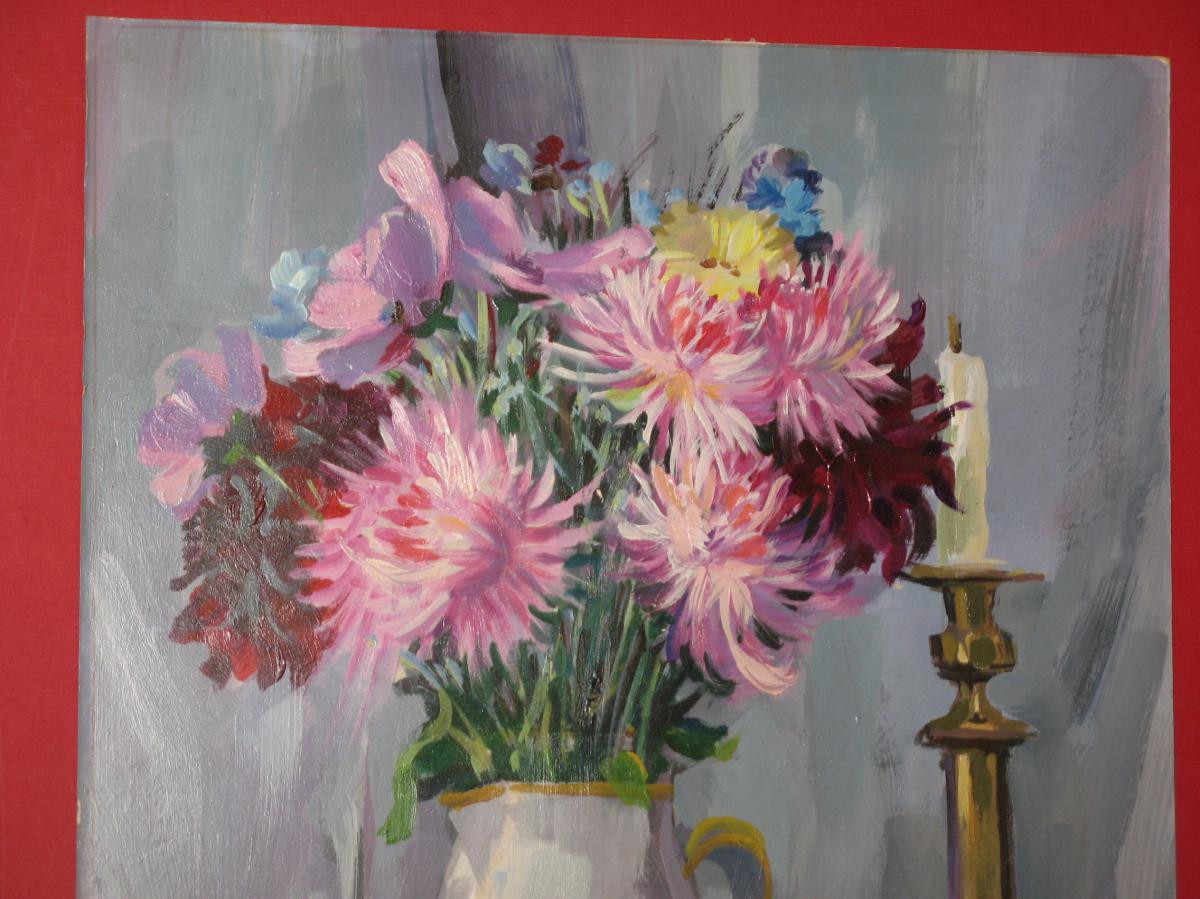 Painting, Flower Bouquet, 20th.-photo-2