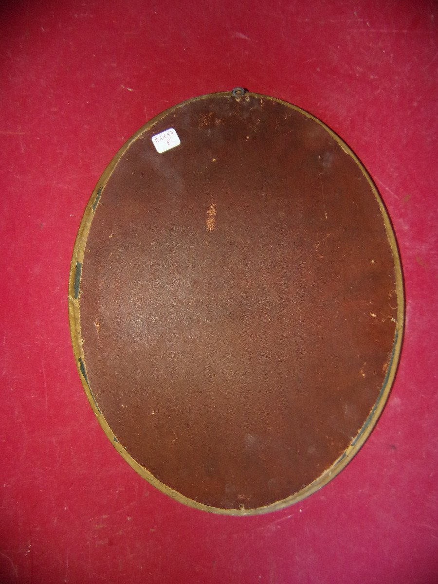 Small Oval Mirror From The 19th Century, In Gilded Wood.-photo-3