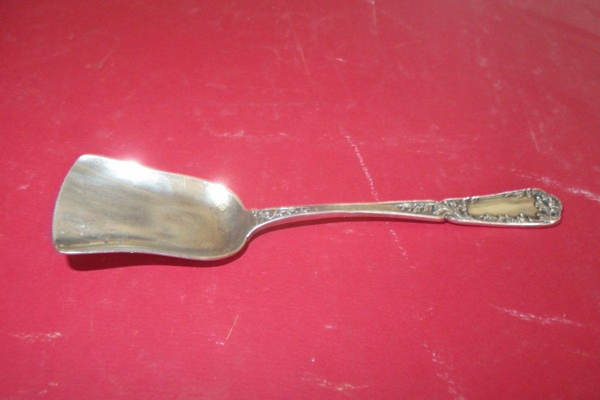 Box: Sugar Tongs, Salt Scoop And Mustard Ladle In Silver, Late 19th Century-photo-2