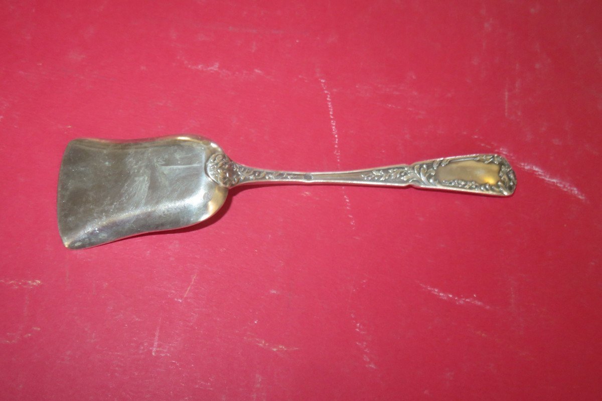 Box: Sugar Tongs, Salt Scoop And Mustard Ladle In Silver, Late 19th Century-photo-4