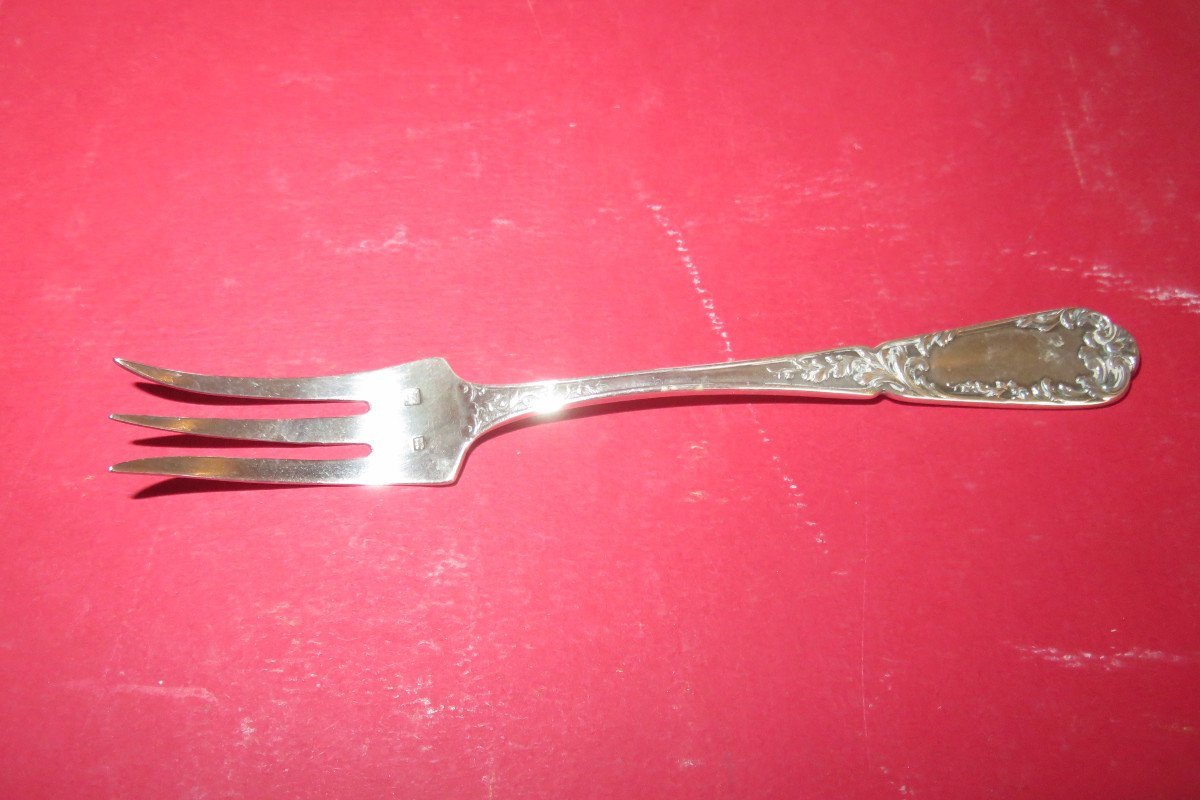 Box: Sugar Tongs, Salt Scoop And Mustard Ladle In Silver, Late 19th Century-photo-4