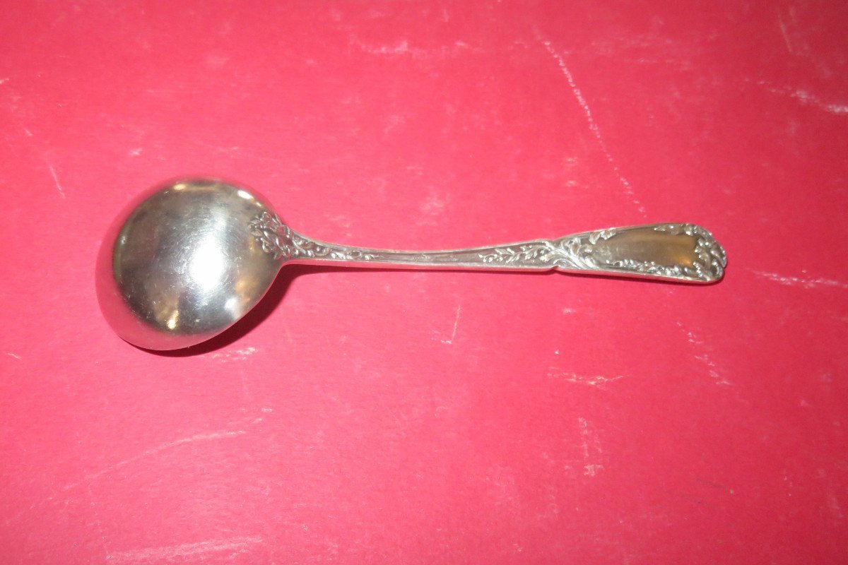 Box: Sugar Tongs, Salt Scoop And Mustard Ladle In Silver, Late 19th Century-photo-6