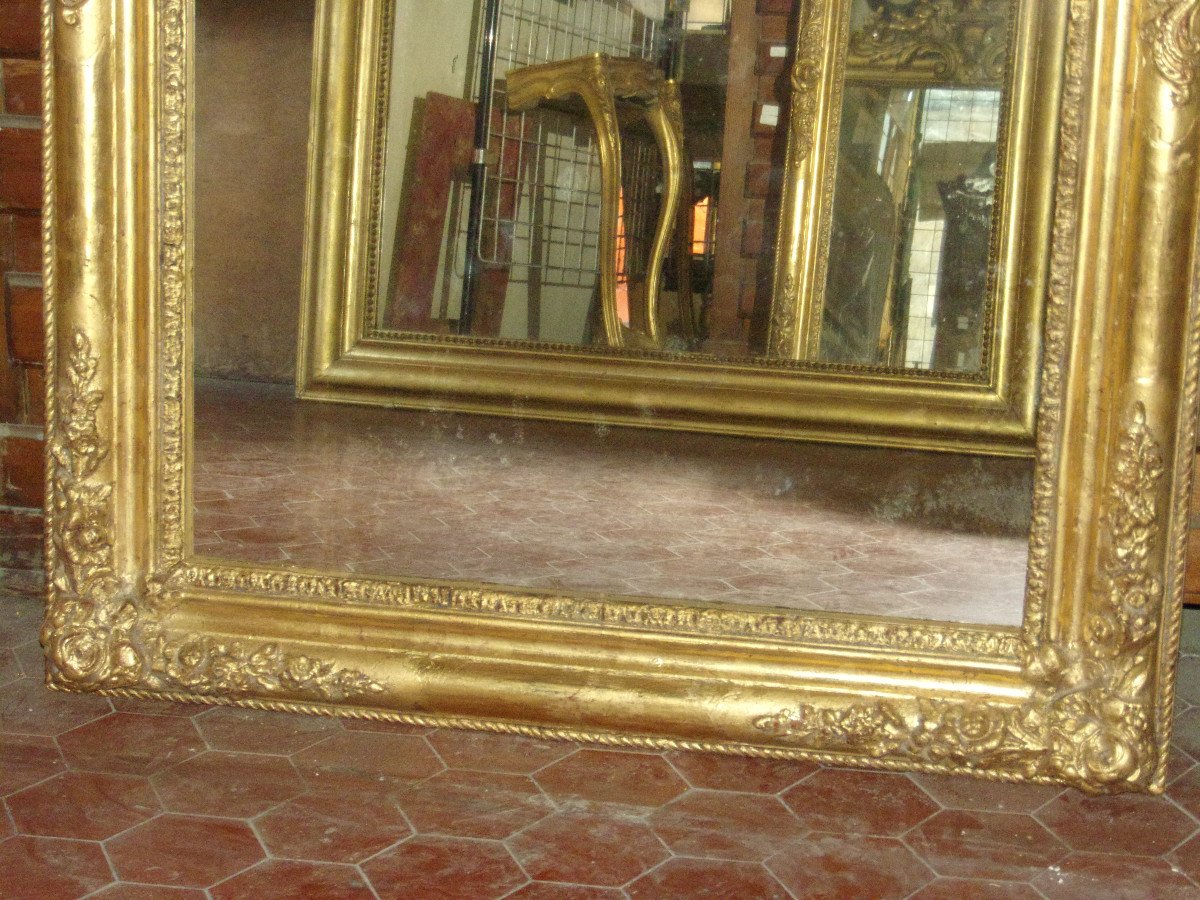 Miroir Louis Philippe, époque 19ème, En Bois Doré.-photo-3