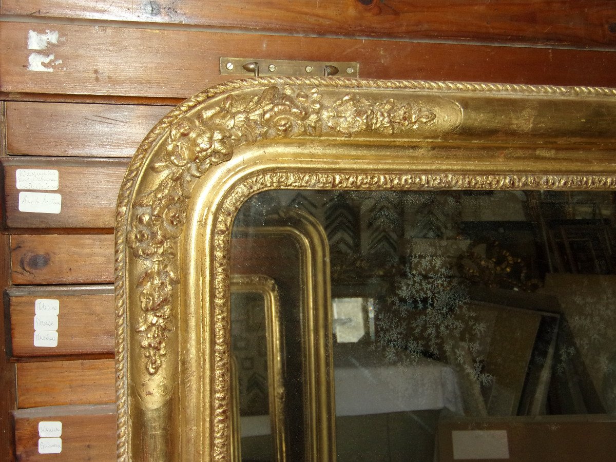 Miroir Louis Philippe, époque 19ème, En Bois Doré.-photo-4