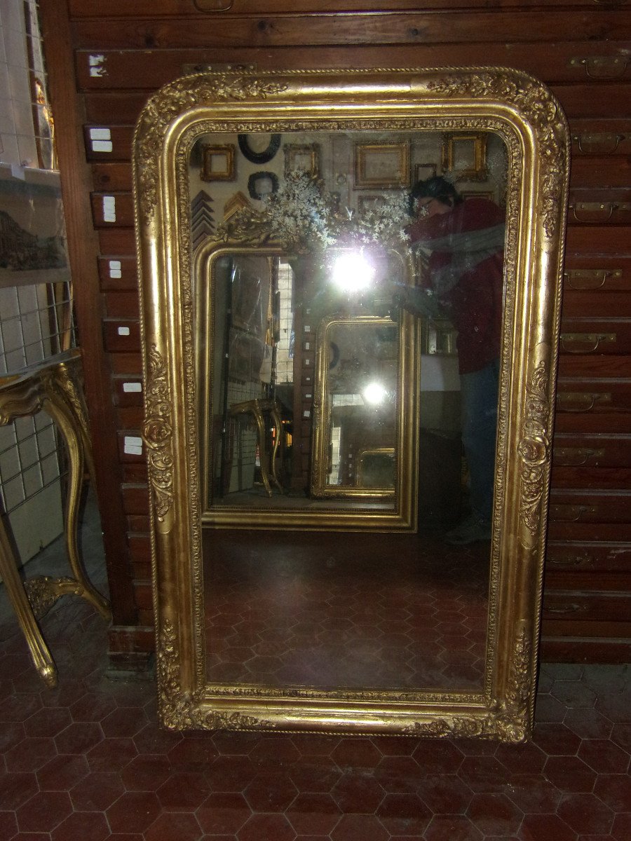 Miroir Louis Philippe, époque 19ème, En Bois Doré.