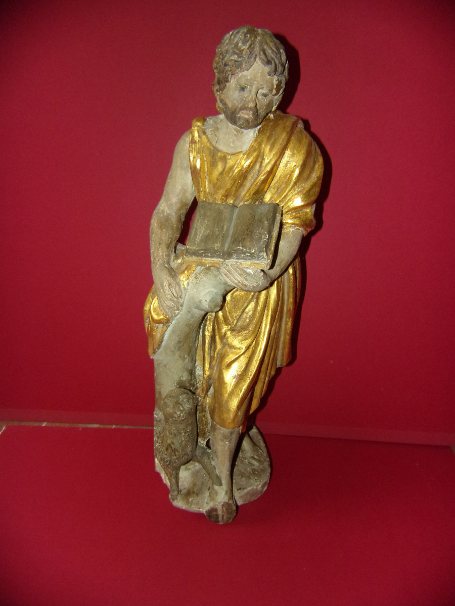 Statue, Christ  En Bois Sculpté, Polychrome, époque 18ème.