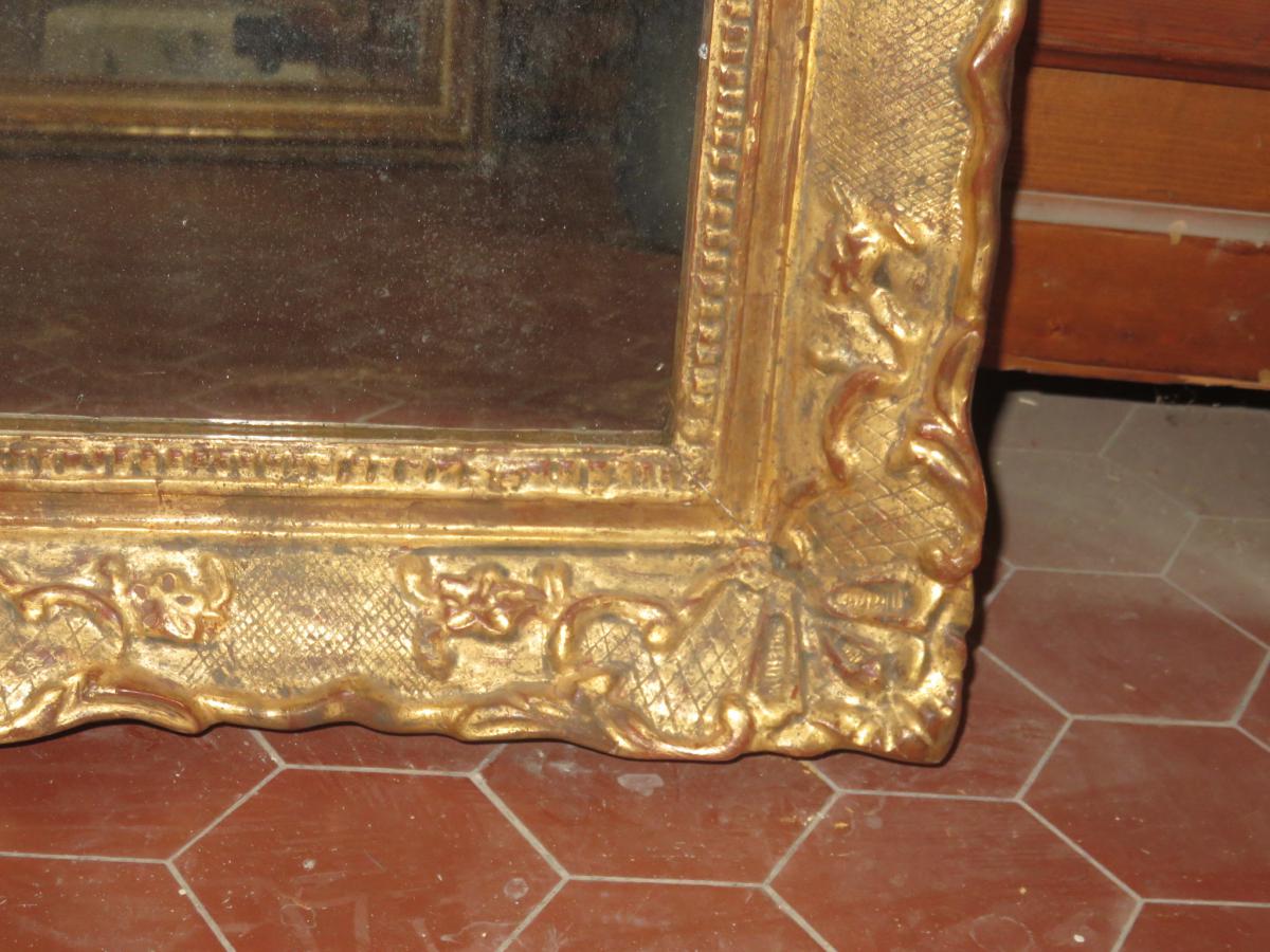 Mirror 17th Time, Louis XIV Gilded Wood.-photo-3