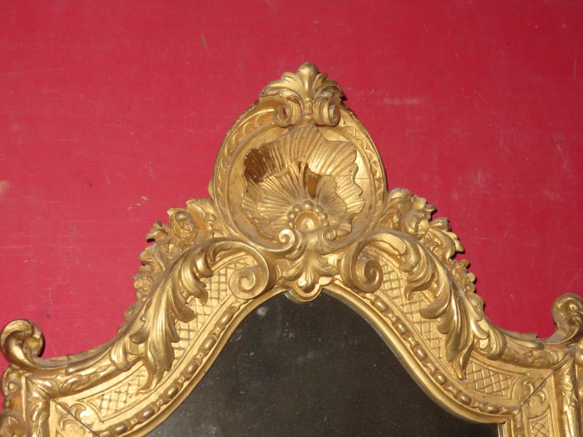 Mirror Carved And Gilded 19th Time.-photo-2