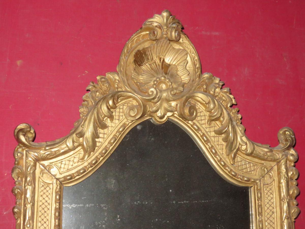 Miroir En Bois Sculpté Et Doré, époque 19ème.-photo-3