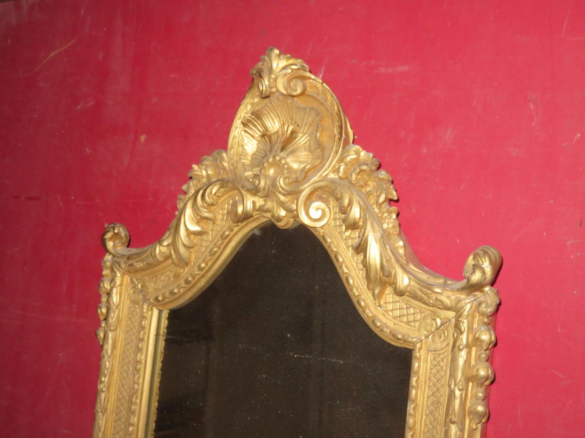 Miroir En Bois Sculpté Et Doré, époque 19ème.-photo-1