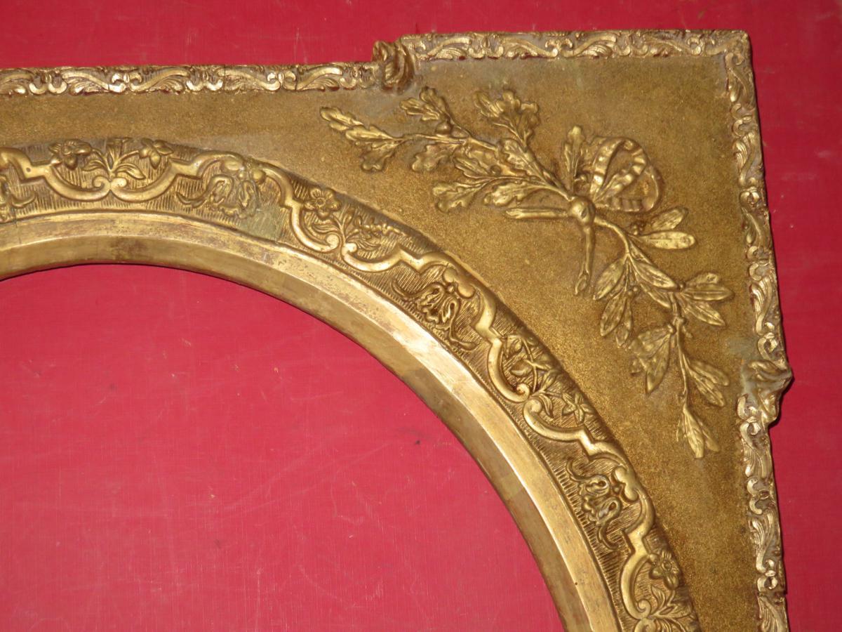 Oval Wooden Frame Golden 19th Time.-photo-3