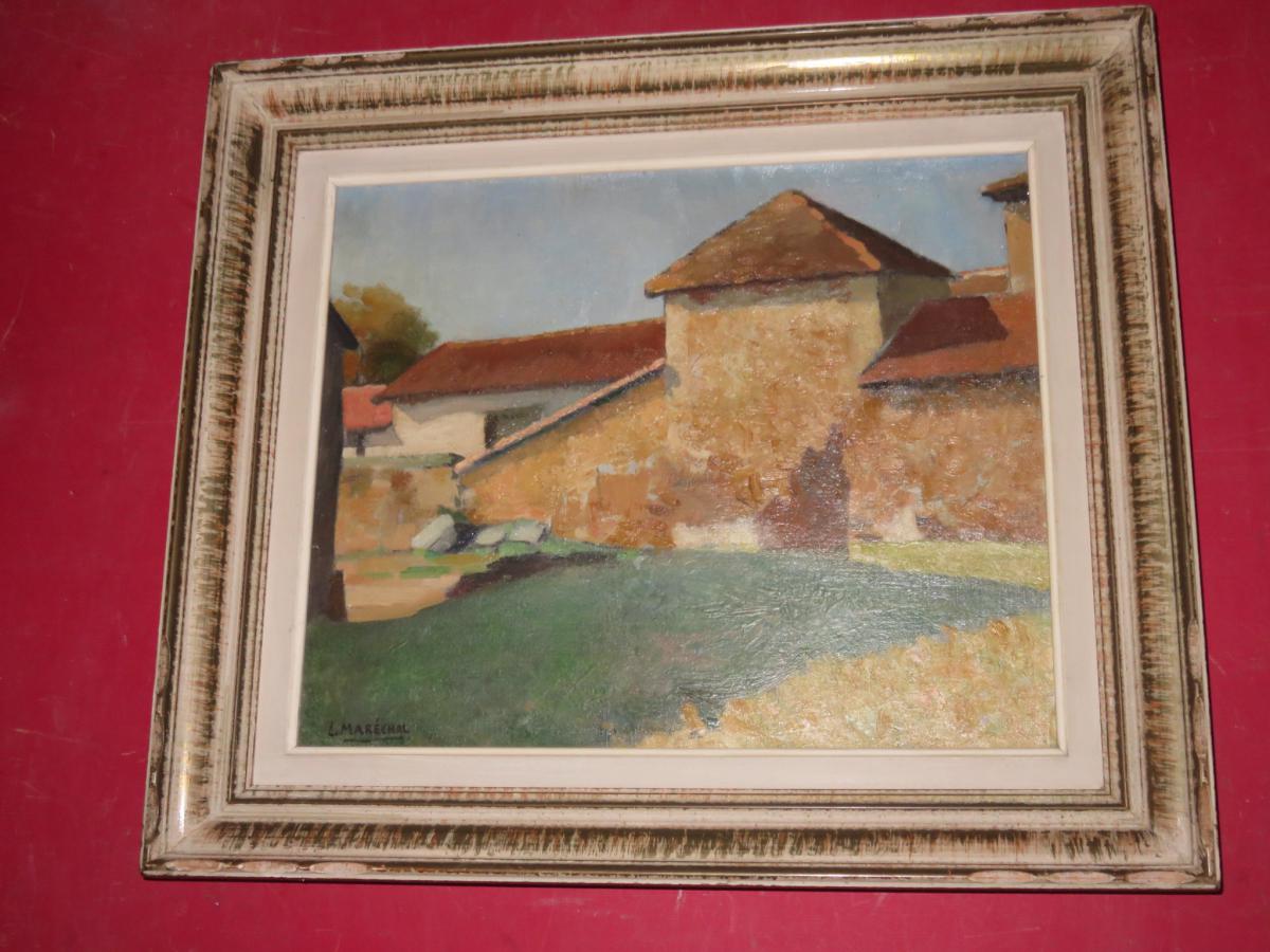 Maison de campagne, Peinture Signée Louis Marechal, époque 20 ème.-photo-3