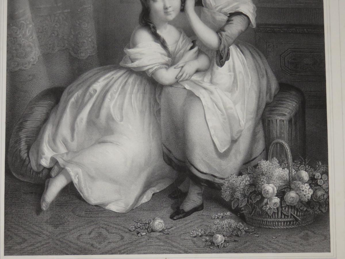  Les "soeurs De Lait", Lithographie époque Fin 19ème.-photo-1
