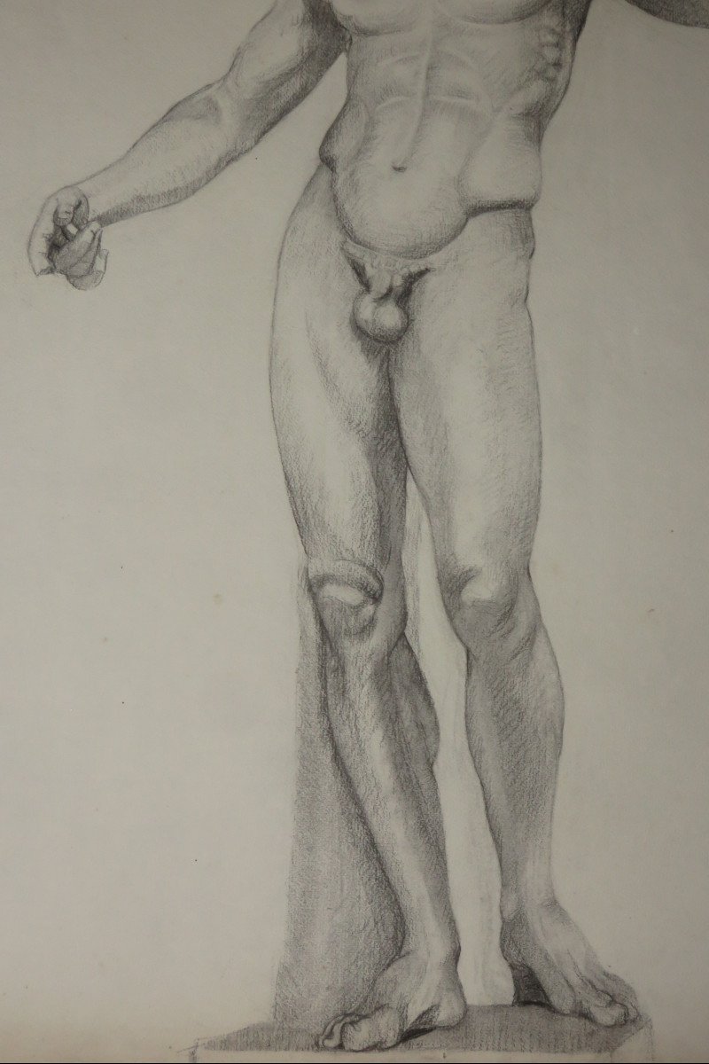 Large Nude Drawing Early 20th Century. -photo-3