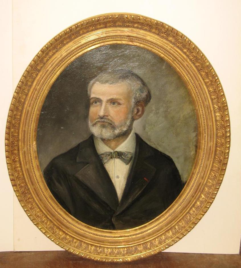 Painting, Portrait Of Man With Oval Frame, 19th.