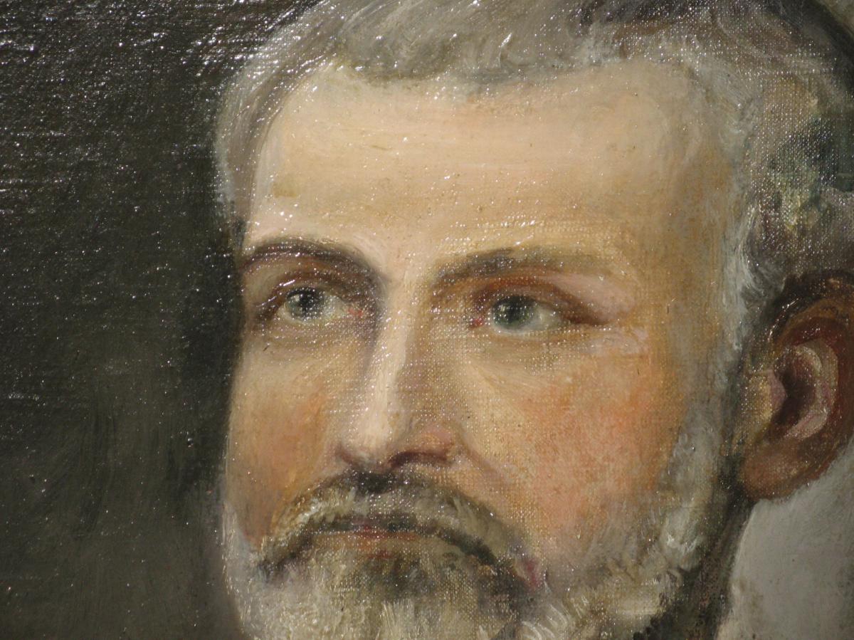 Painting, Portrait Of Man With Oval Frame, 19th.-photo-4