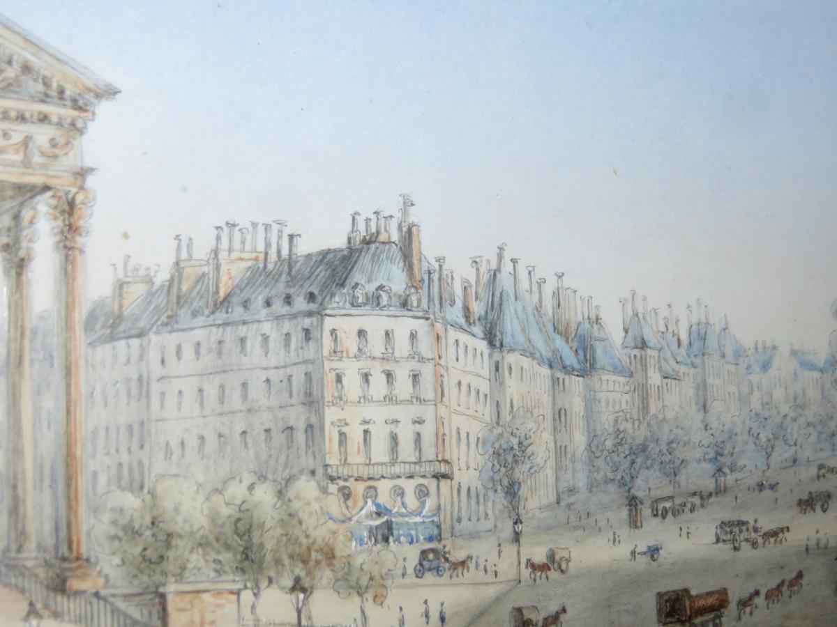 Paris, Place De La Madeleine, Aquarelle époque 19ème.-photo-4