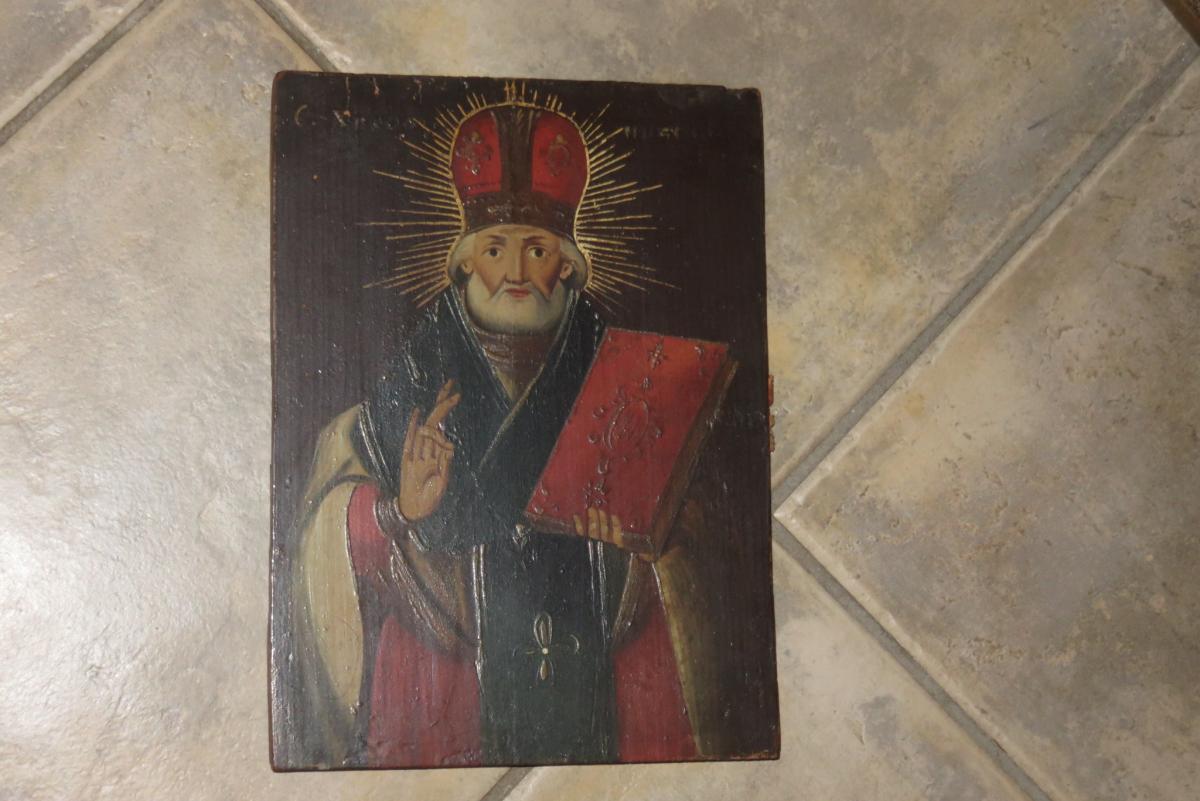 St Nicholas, Greek Icon Time Early 19th.