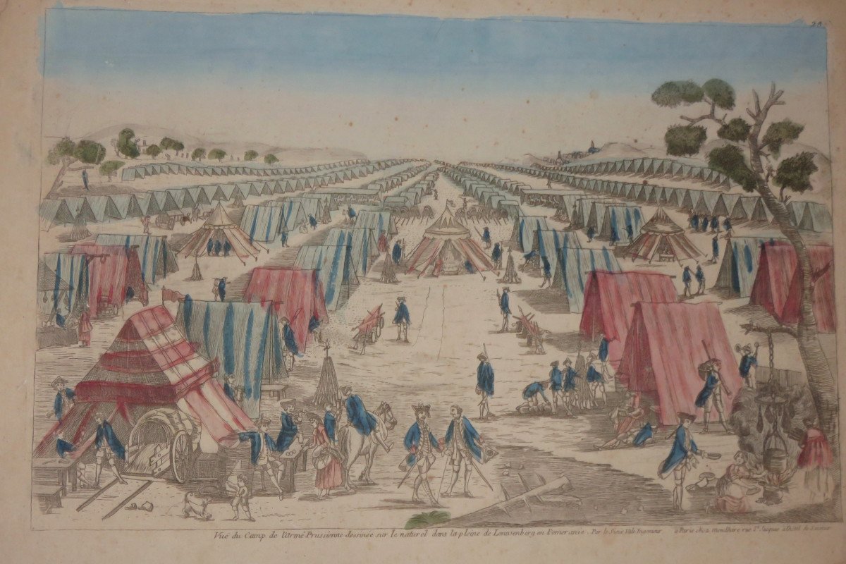 " Vue d'un camp de l'Armée Prussienne", vue d'optique époque 18ème.-photo-3