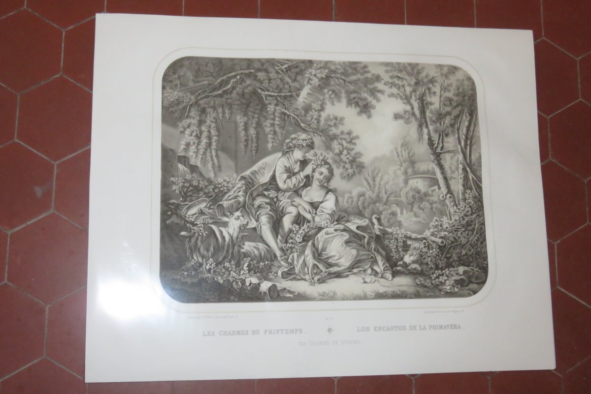 " Les Charmes du Printemps " et " Les Délices de l'Automne "; gravures époque 19ème.-photo-2