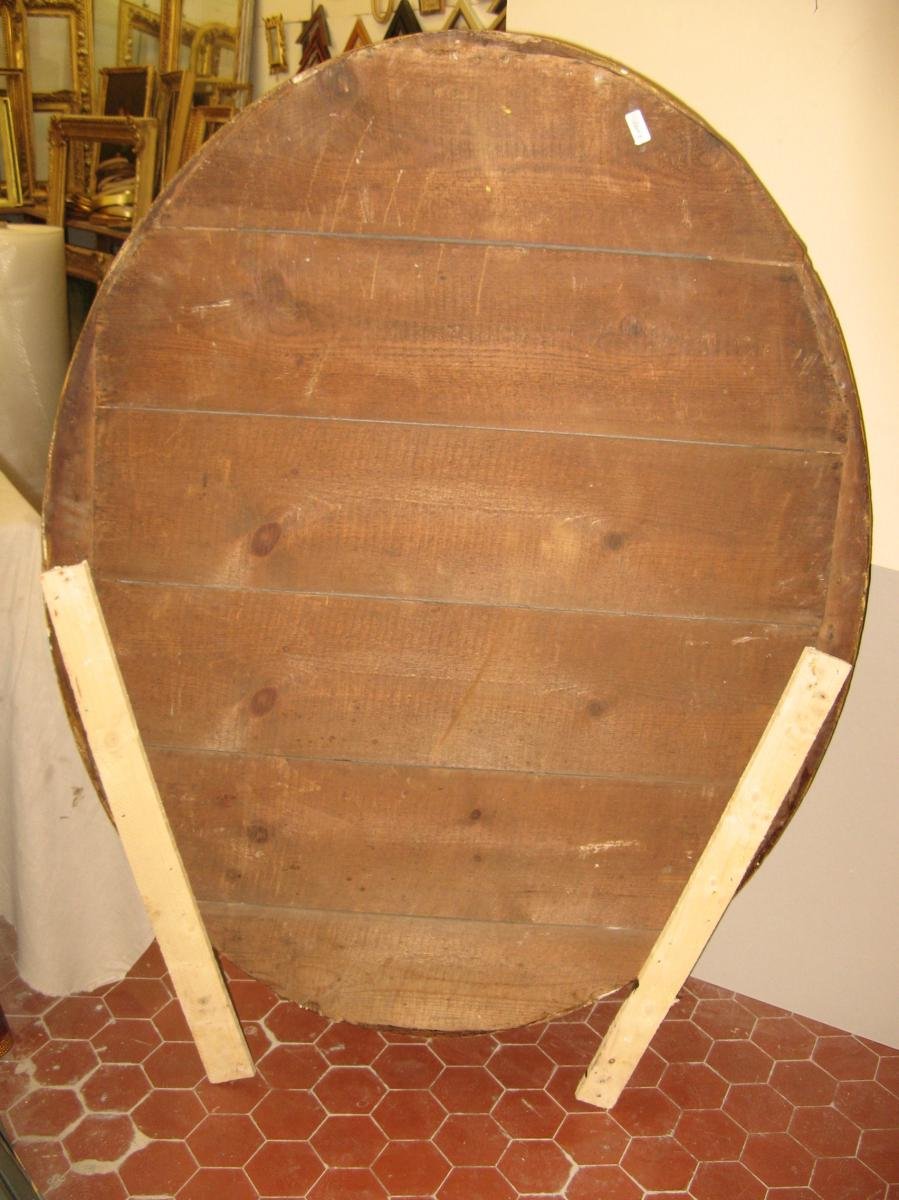 Miroir Ovale, Hauteur 135 Cms, époque 19ème, En Bois Doré.-photo-3