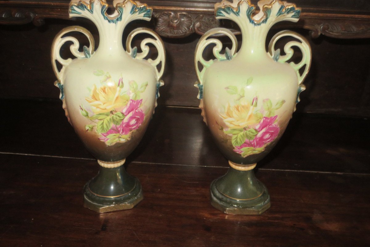 Pair Of Porcelain Vases, Late 19th Time.-photo-3