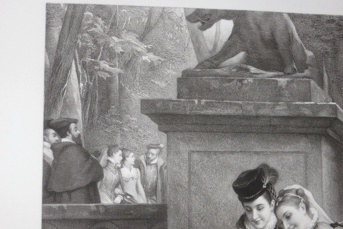 "le S Carpes", Chateau De Fontainebleau, 19th Century Etching.-photo-4