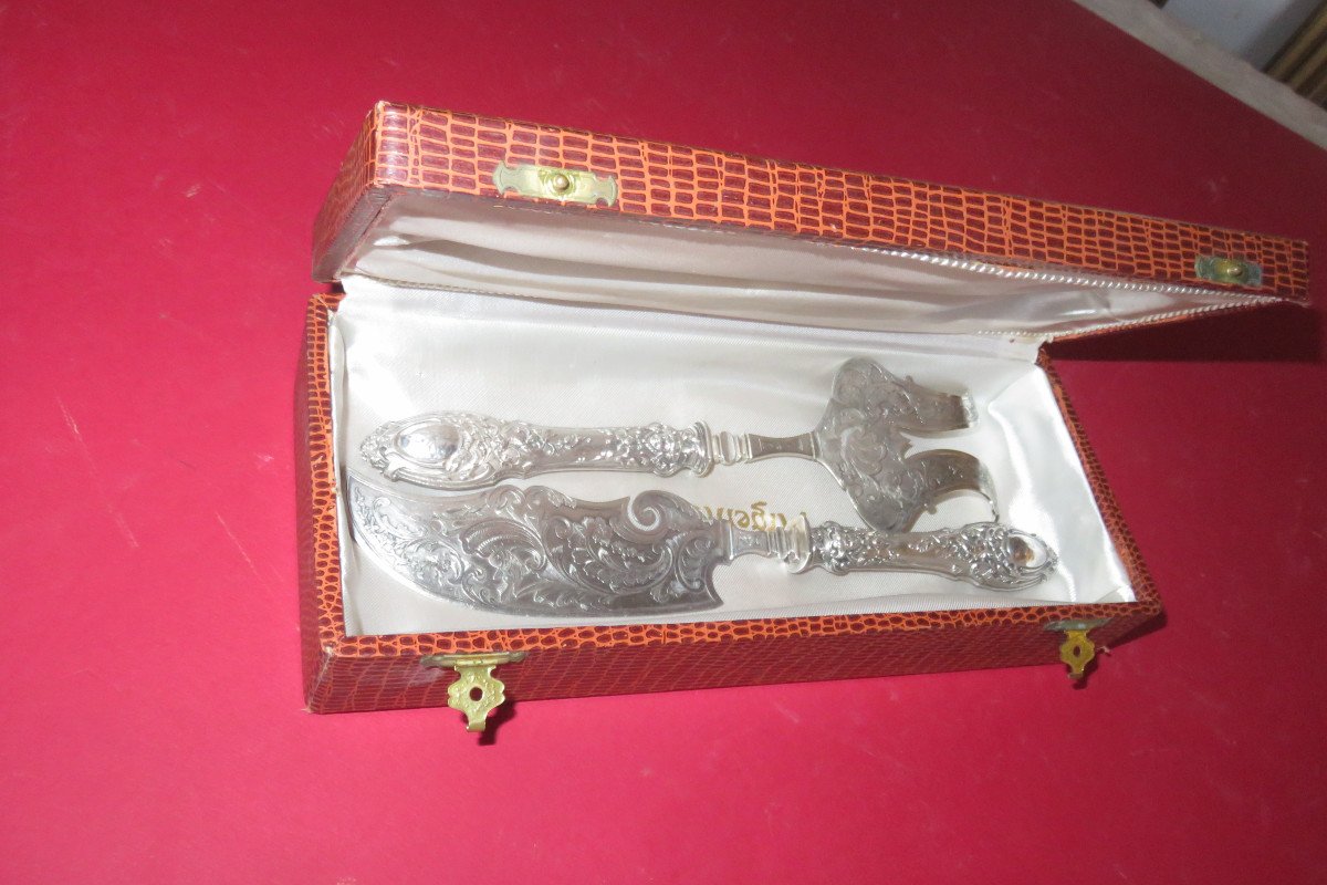 Fish Service Cutlery In Sterling Silver, Late 19th Time.